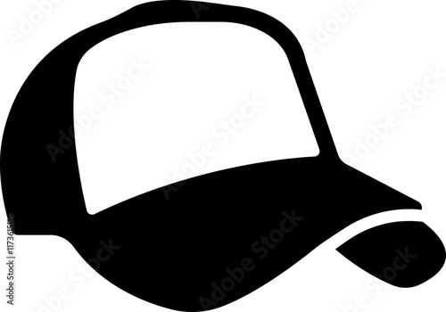 Baseball hat, cap icon in flat. sign symbol mockup isolated on transparent background icon. black vector for apps or website use for sports headdress