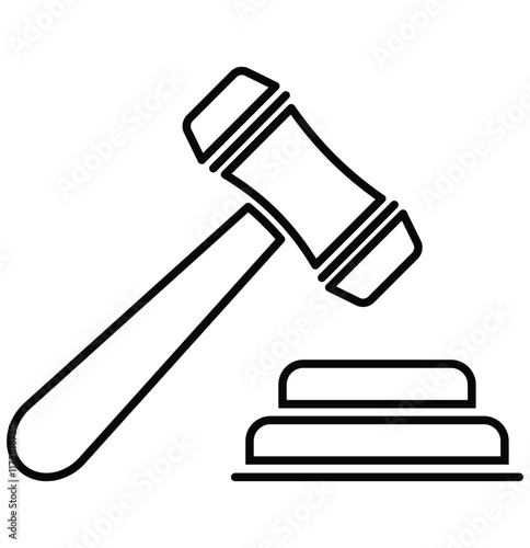 Judge hammer vector icon. Auction hammer.  Gavel sign. Lawyer symbol. Mallet illustration. Auction bid icon isolated. law icon vector illustrator.