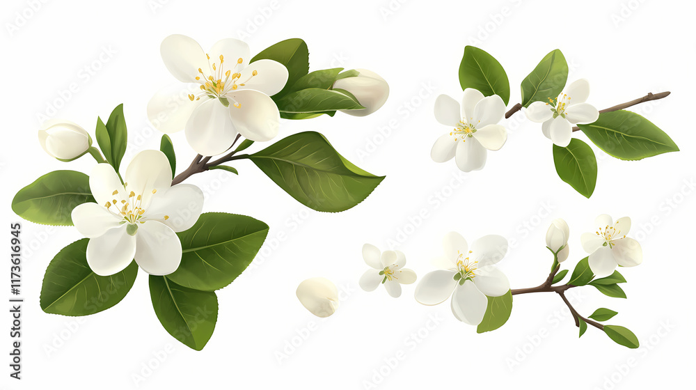 Obraz premium Blossom isolated on white, transparent background, png file. Blossom. Illustration