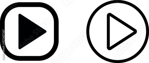 "Play Button Vector Icon Set - Minimalist and Clear Media Control Designs"