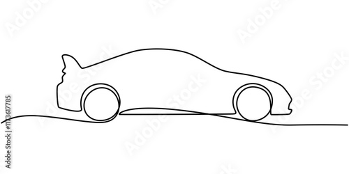 continuous one line drawing of car vector icon. One line Car icon vector background ,One single continuous line drawing of old vintage car, line draw, continuous line art simple car drawing vector.