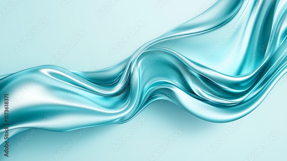 Abstract Teal Liquid Silk Wave Swirling Flowing Background Abstract Teal Liquid Silk Wave Swirling Flowing Background