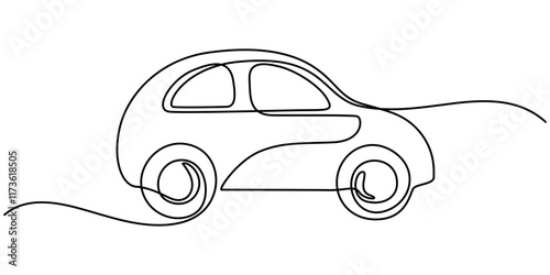 continuous one line drawing of car vector icon. One line Car icon vector background ,One single continuous line drawing of old vintage car, line draw, continuous line art simple car drawing vector.