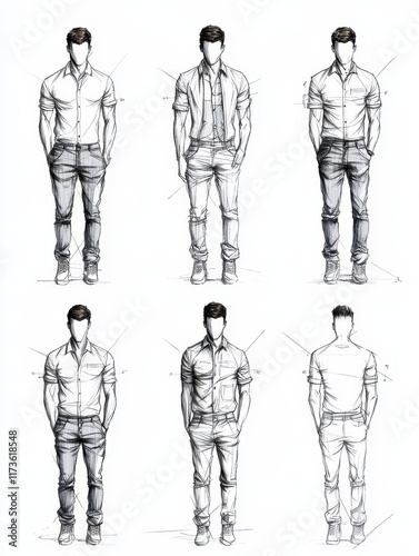 Male Fashion Sketch for Croquis and Design Practice