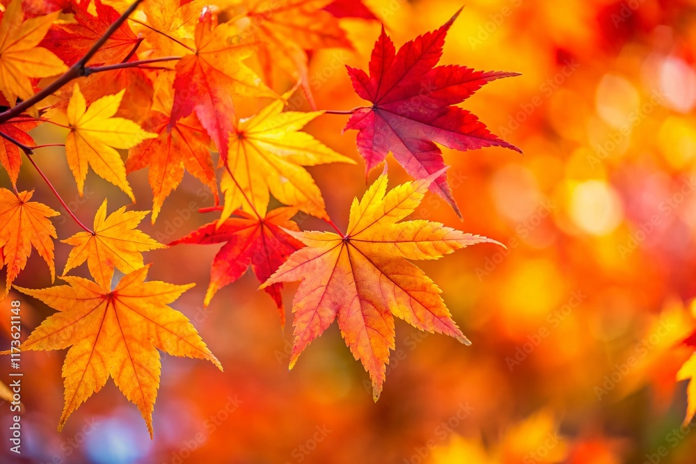Vibrant Maple Leaves Autumn Background - Copy Space for Text Vibrant Maple Leaves Autumn Background - Copy Space for Text