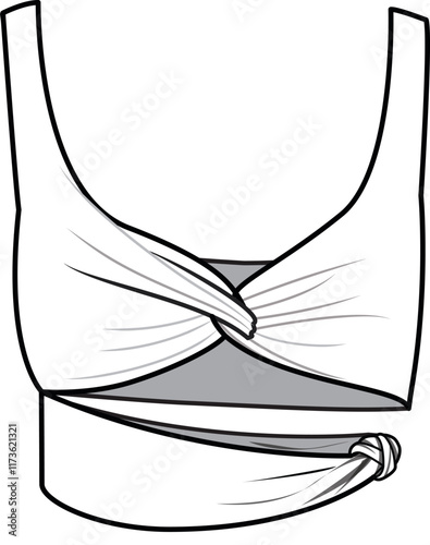 Tie detailed cutout bra flat sketch vector
