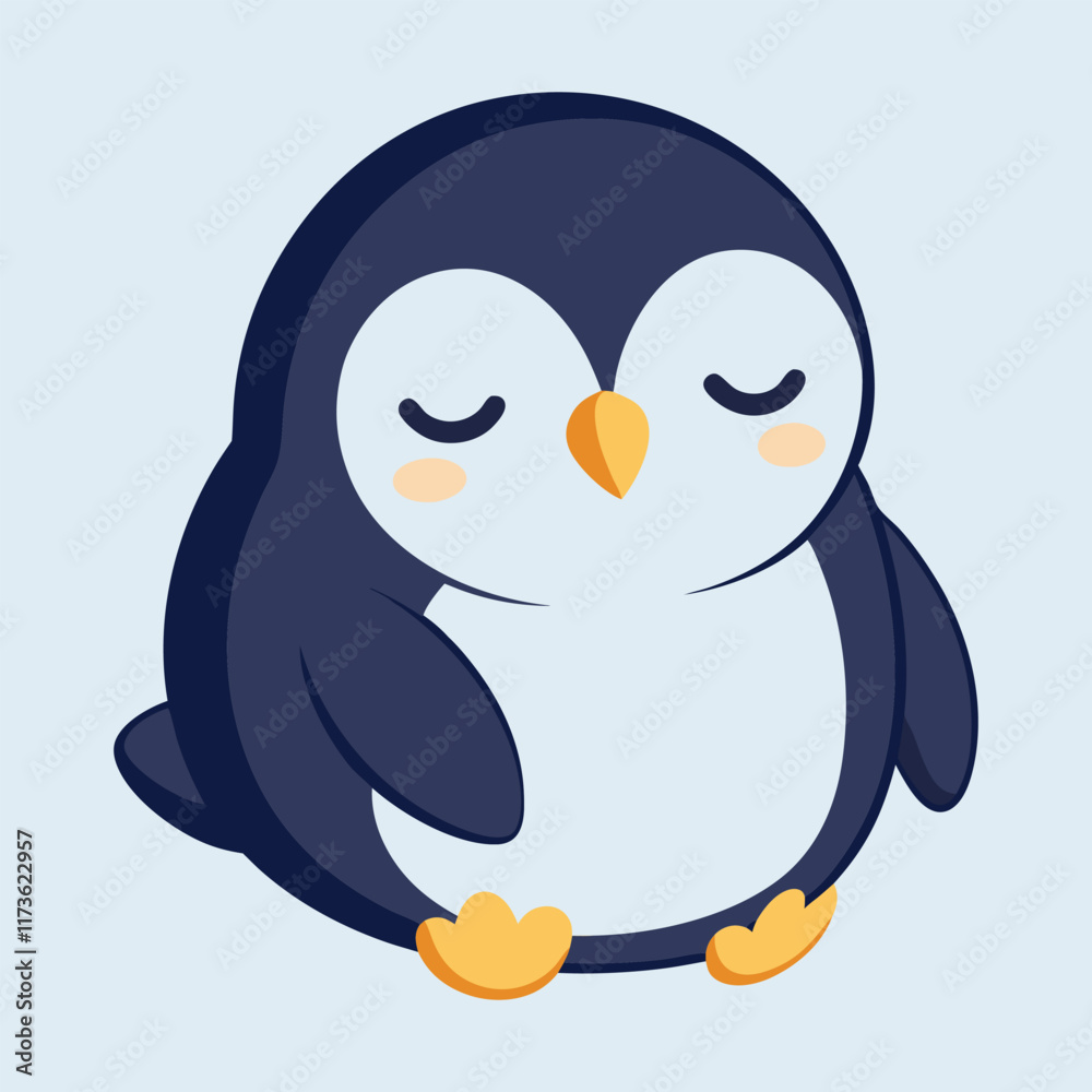 Naklejka premium Cute sleeping penguin vector cartoon illustration