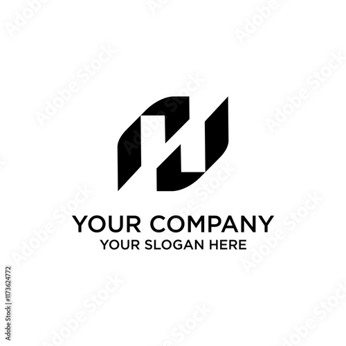 N  alphabet letter logo icon in black and white.