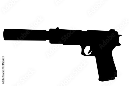 Pistol Gun Icon Vector silhouette illustration isolated on white background. Risks in conflict situations. police and military weapons. Anti-terrorism action.