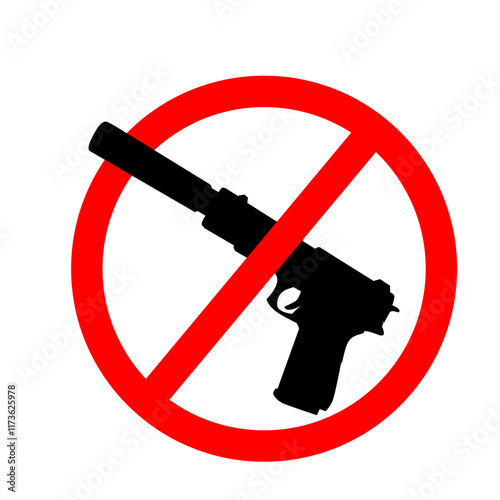Pistol Gun Icon Vector silhouette illustration isolated on white background. Risks in conflict situations. police and military weapons. Anti-terrorism action. prohibited from being arme