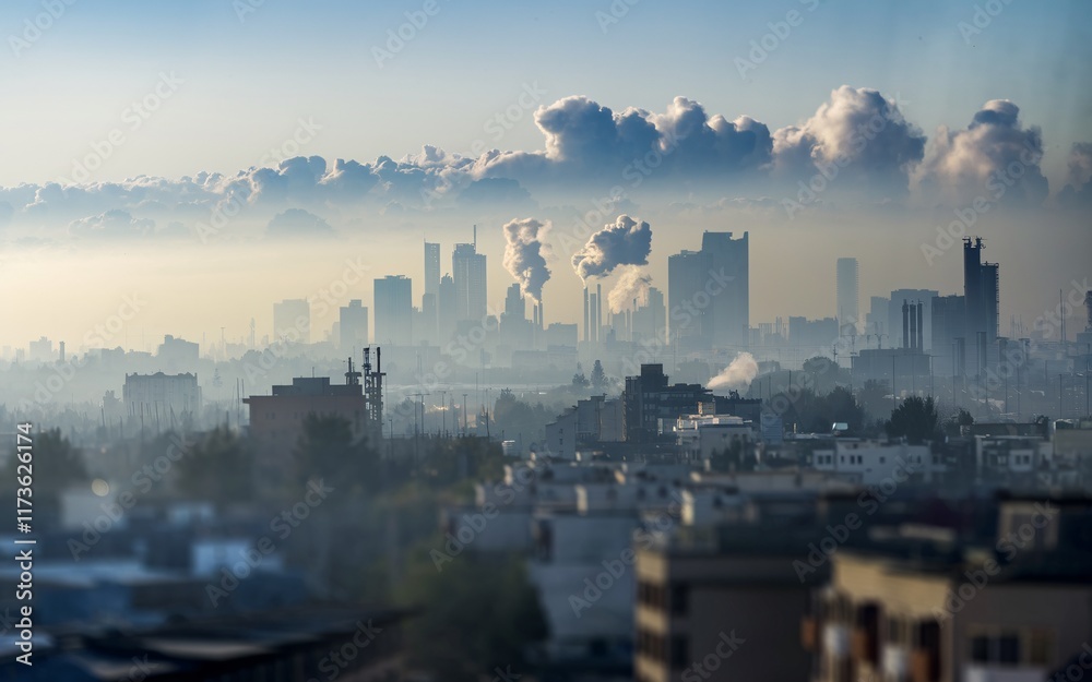 Afghanistan air pollution, Smog-shrouded cityscape at sunrise. Afghanistan air pollution, Smog-shrouded cityscape at sunrise.