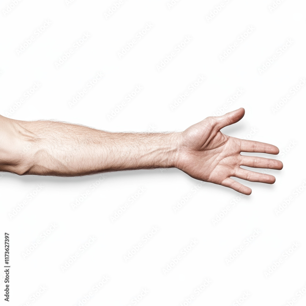 Realistic Top View of an Outstretched Human Arm Realistic Top View of an Outstretched Human Arm