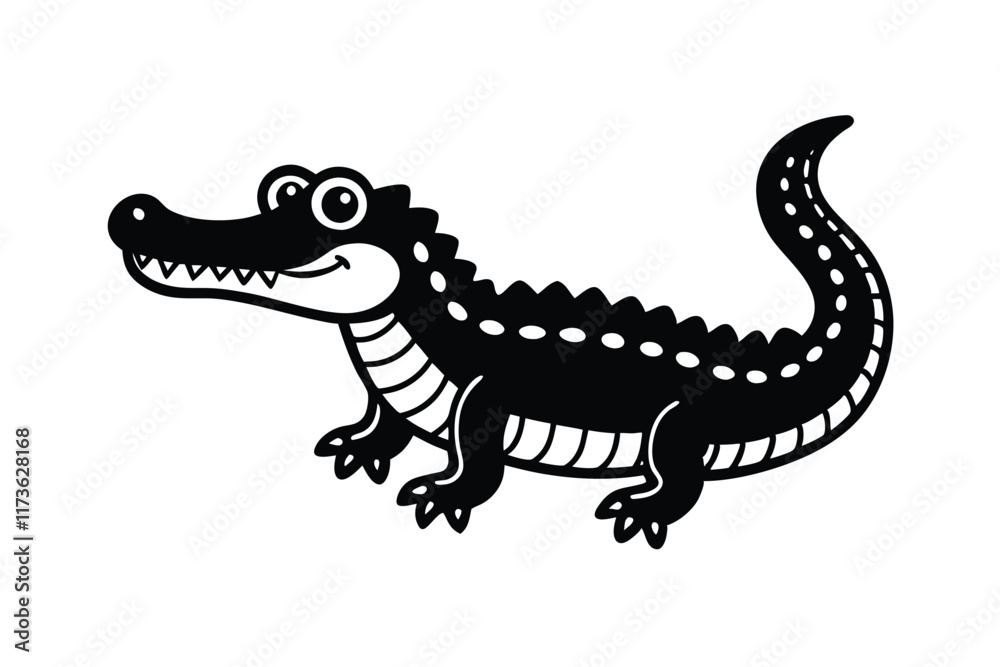 Fototapeta premium crocodile-cartoon-coloring-page-illustration