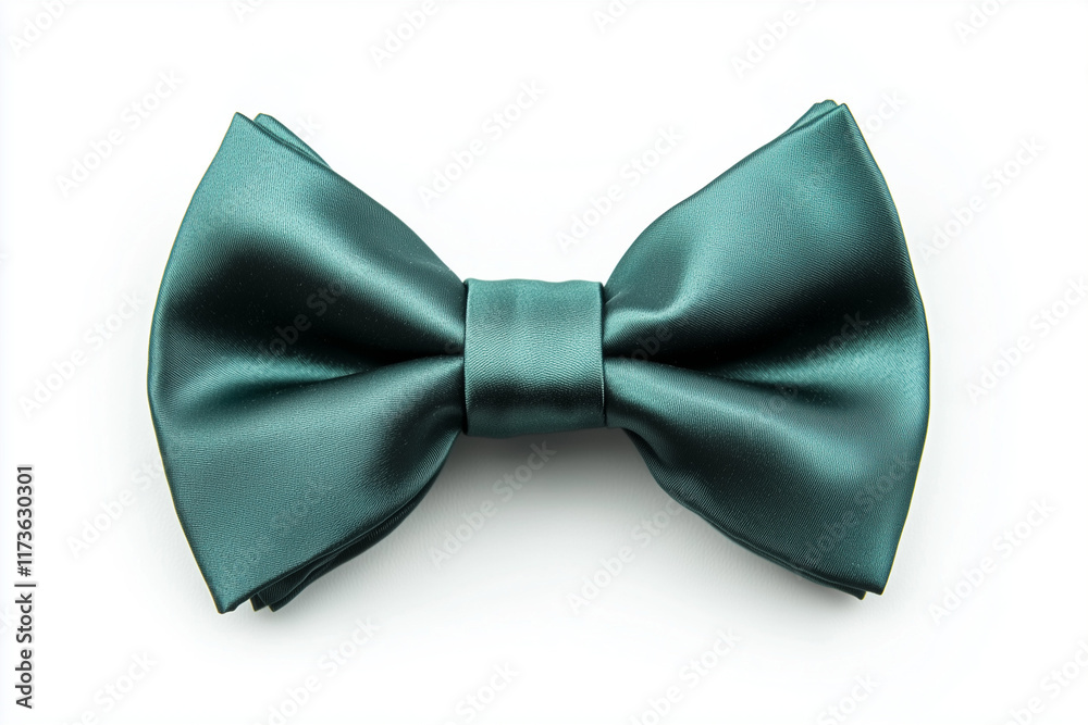 Green silk bow tie with soft shine on white background Green silk bow tie with soft shine on white background