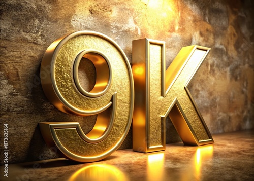 Vintage 95K Followers Gold Number 3D Render Stock Photo photo