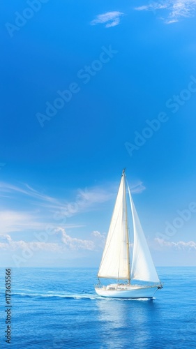 Sailing adventure on tranquil blue waters seaside travel experience serene environment aerial viewpoint peaceful journey
