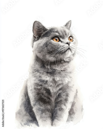 Curious Scottish Fold Cat Watercolor Painting