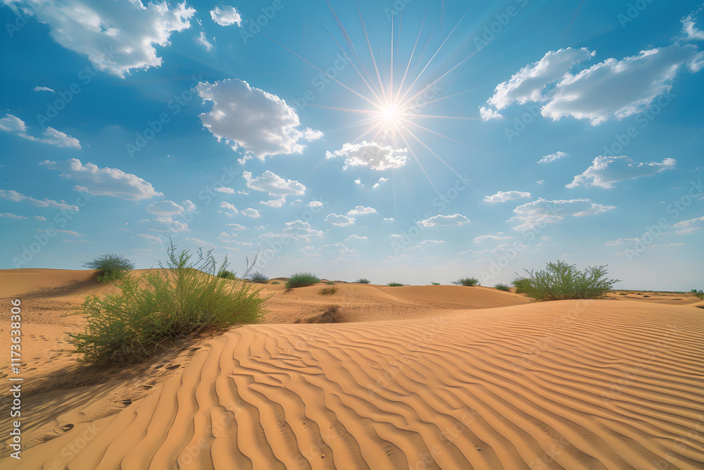 Scorching Desert: The Intense Heat and Stark Beauty of a Sun-Drenched Dune Landscape Scorching Desert: The Intense Heat and Stark Beauty of a Sun-Drenched Dune Landscape