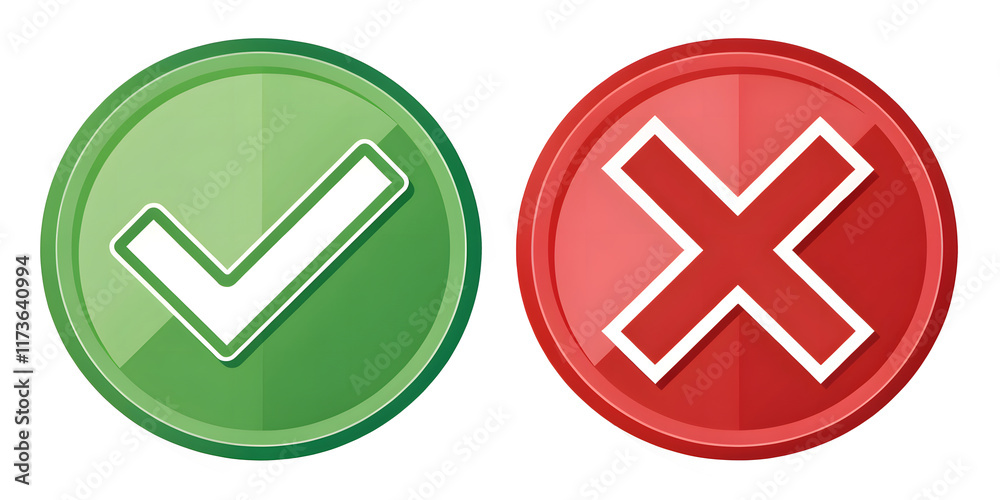 3D Yes and No Buttons with Tick and Cross Icons, transparent background png 3D Yes and No Buttons with Tick and Cross Icons, transparent background png