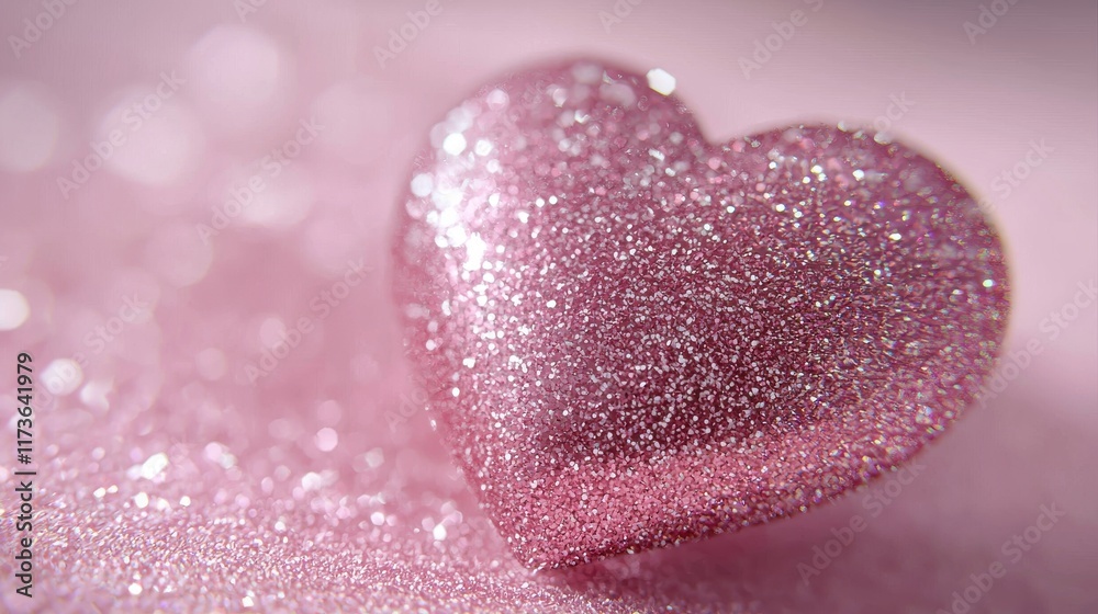 Fototapeta premium Sparkly Heart on Soft Pink Background in Stunning 3D Render