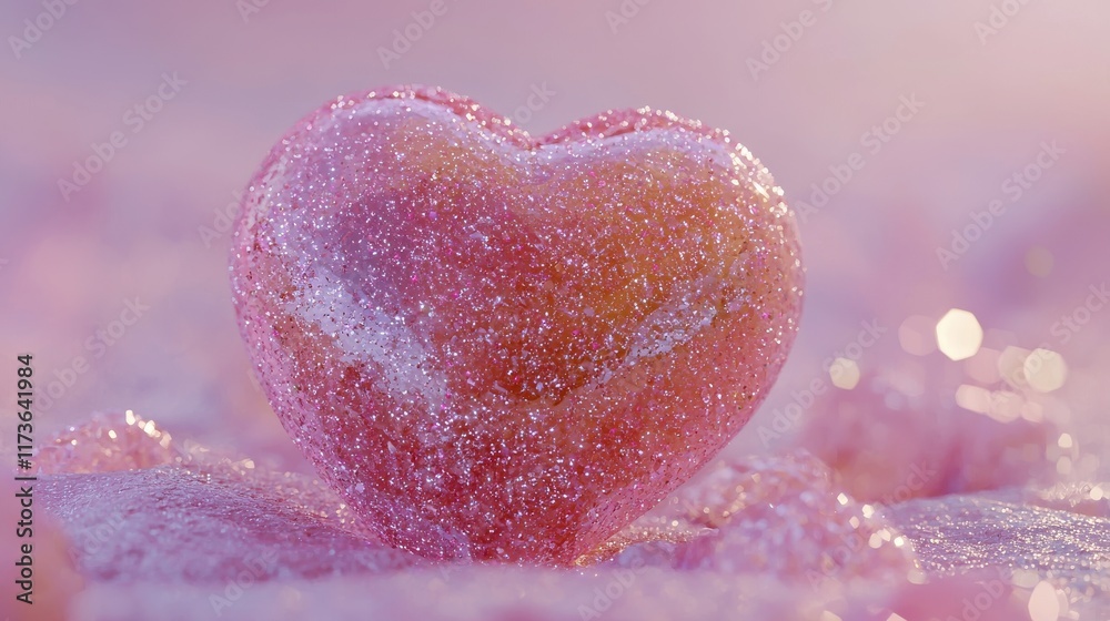 Obraz premium Sparkly Heart Rendered on Soft Pink Background for 3D Art
