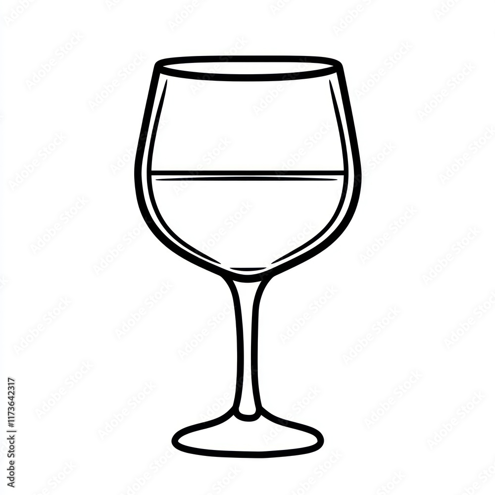 A Simple Line Drawing Of A Wine Glass A Simple Line Drawing Of A Wine Glass