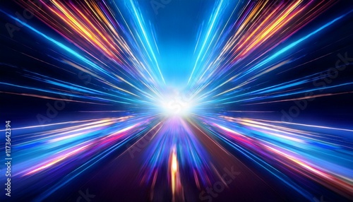 abstract explosion of light background vibrant tunnel with flashy lights