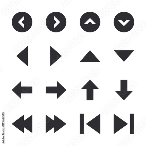 Free Download A set of black arrow icons with a variety of shapes and sizes - GFXLoad