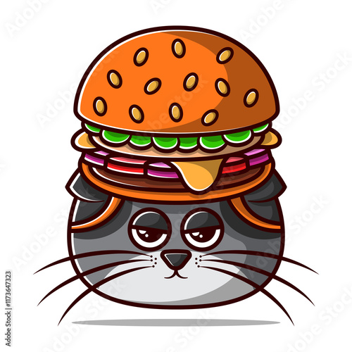 Burger cat illustration. Have it now. Beautiful resolution photo