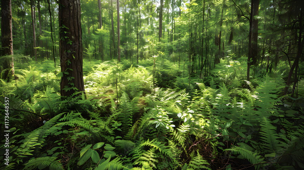 A Vibrant Forest Habitat: Encompassing Diverse Flora Under Sunlit Canopies With Rich Ecosystem A Vibrant Forest Habitat: Encompassing Diverse Flora Under Sunlit Canopies With Rich Ecosystem