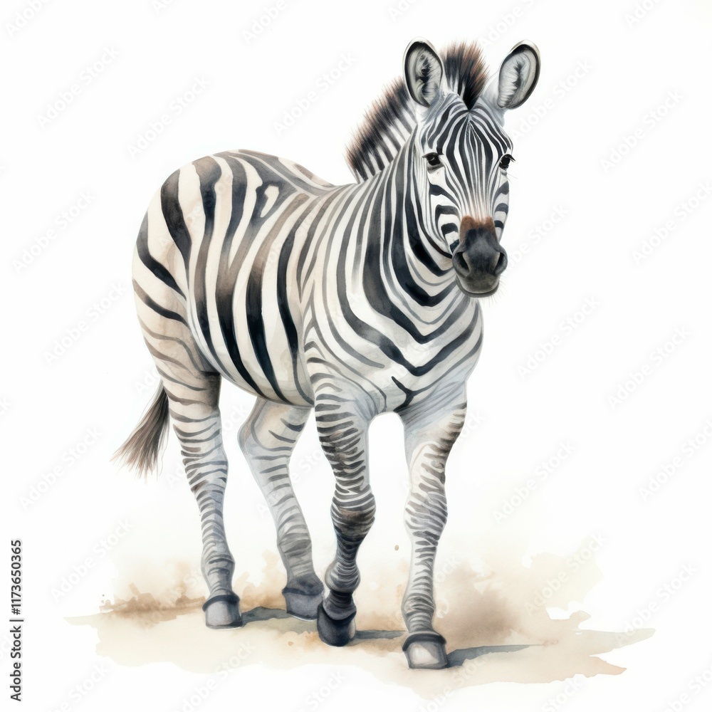 Obraz premium Striking zebra stands gracefully on a sandy surface in a natural setting