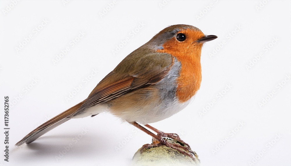 robin erithacus rubecula remoted on white history robin erithacus rubecula remoted on white history