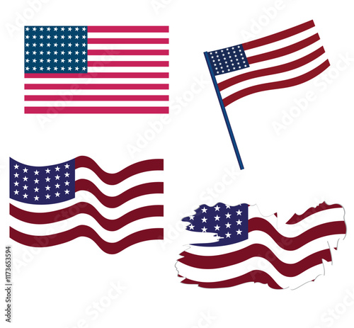 United States of America flag icon. USA country map sign. United States flag icon. Vector illustration on a white background. EPS 10