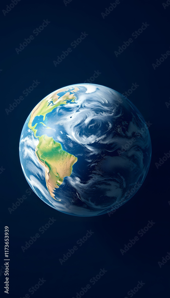 Fototapeta premium Planet earth where the continents are raised and composed of particles, with white tones