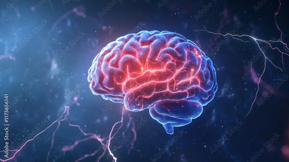 Abstract Brain Design with Glowing Effects in Healthcare