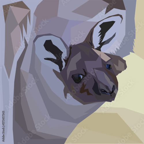 Vector cartoon illustration of a baby kangaroo in its mother's pouch photo