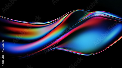 Abstract minimalist design, colorful glass shape, 3d render