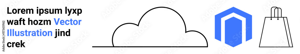 Clouds and building icons represent cloud computing for e-commerce, alongside a shopping bag. Ideal for cloud services, online shopping, retail, e-commerce platforms, digital infrastructure Clouds and building icons represent cloud computing for e-commerce, alongside a shopping bag. Ideal for cloud services, online shopping, retail, e-commerce platforms, digital infrastructure
