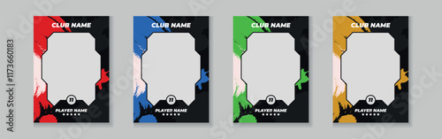 trading card template design for sports, picture frame for player performance, photo frame or border collection for hockey, basketball and football player, sports flyer design, template eps 10.	