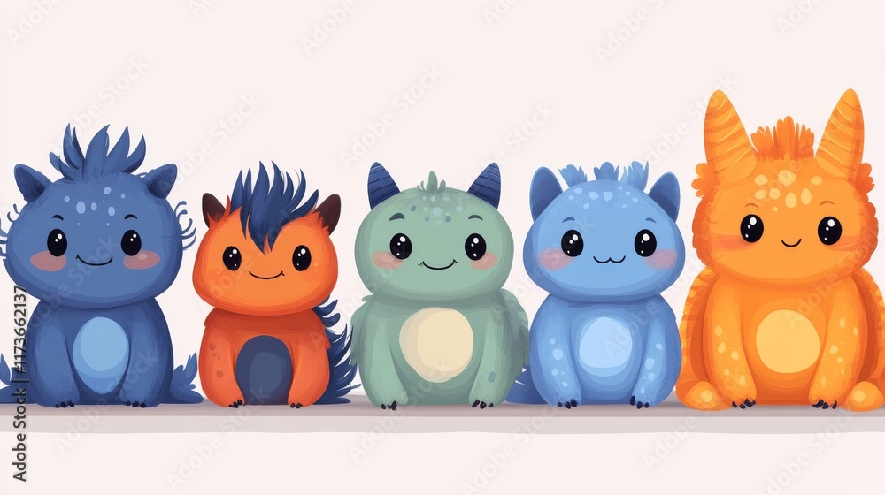 Fototapeta premium set of cute monsters