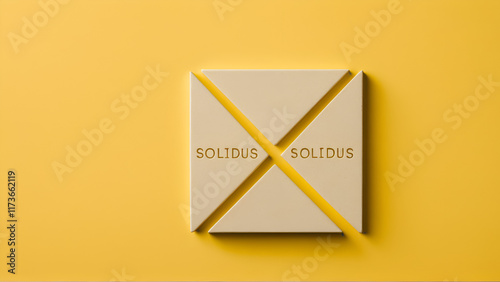 Solidus or Slash Diacritical Mark on Letter Tile on Yellow Background. Minimal Aesthetics. photo