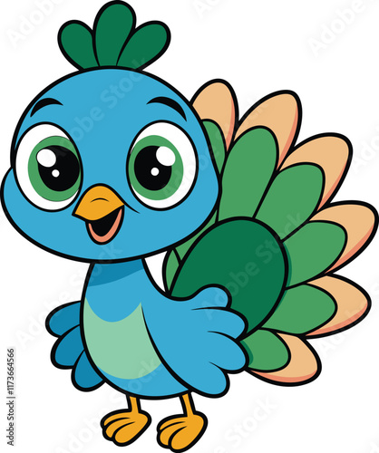 Wallpaper Mural Adorable Baby Peacock Cartoon  Torontodigital.ca