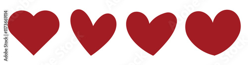 a set of flat style hearts for Valentine's day decoration, romance
