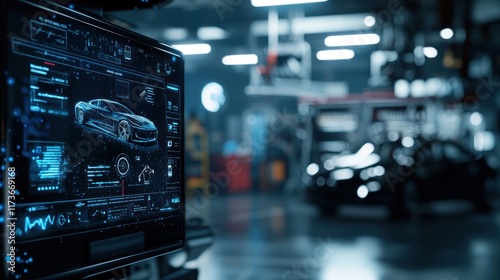 Advanced Car Diagnostic System in a Modern Garage