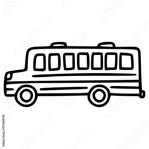 school bus hand drawn outline illustration