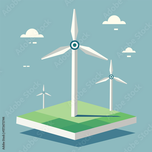 Wind Turbines in a Field Illustration
