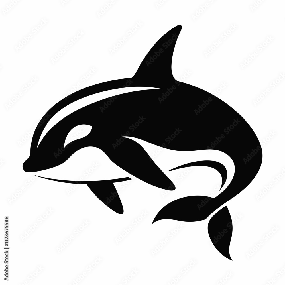 Obraz premium orca, whale, logo, ocean, animal, aquatic, marine, wildlife, sea, mammal, black, white, predator, nature, water, symbol, company, branding, identity, illustration, vector, silhouette, concept, emblem