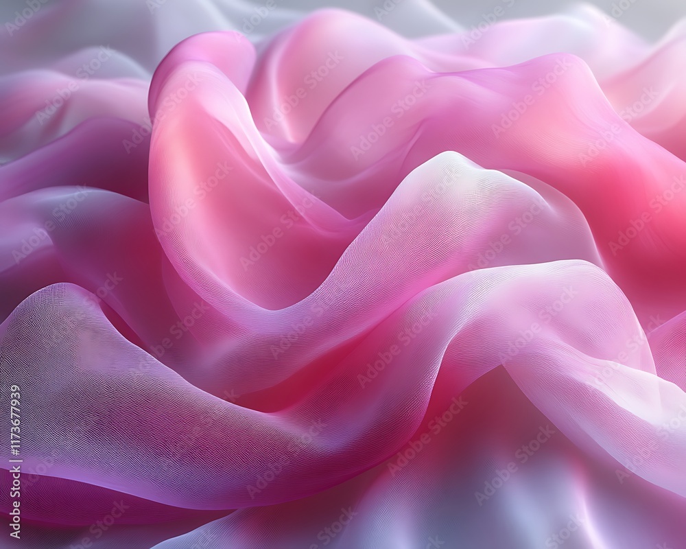 Obraz premium Soft pink and white fabric with flowing waves.