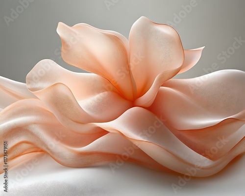Peach-colored fabric flower blossom.