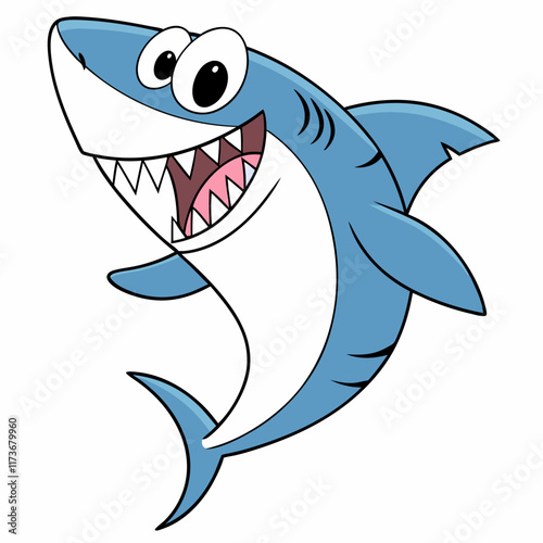 Cartoon, Shark, Cute, Funny, Happy, Joyful, Playful, Cheery, Amusing, Whimsical, Marine, Aquatic, Ocean, Sea, Underwater, Animal, Creature, Wildlife, Nature, Wild, Aquatic Life, Sea Life, Water, Fish